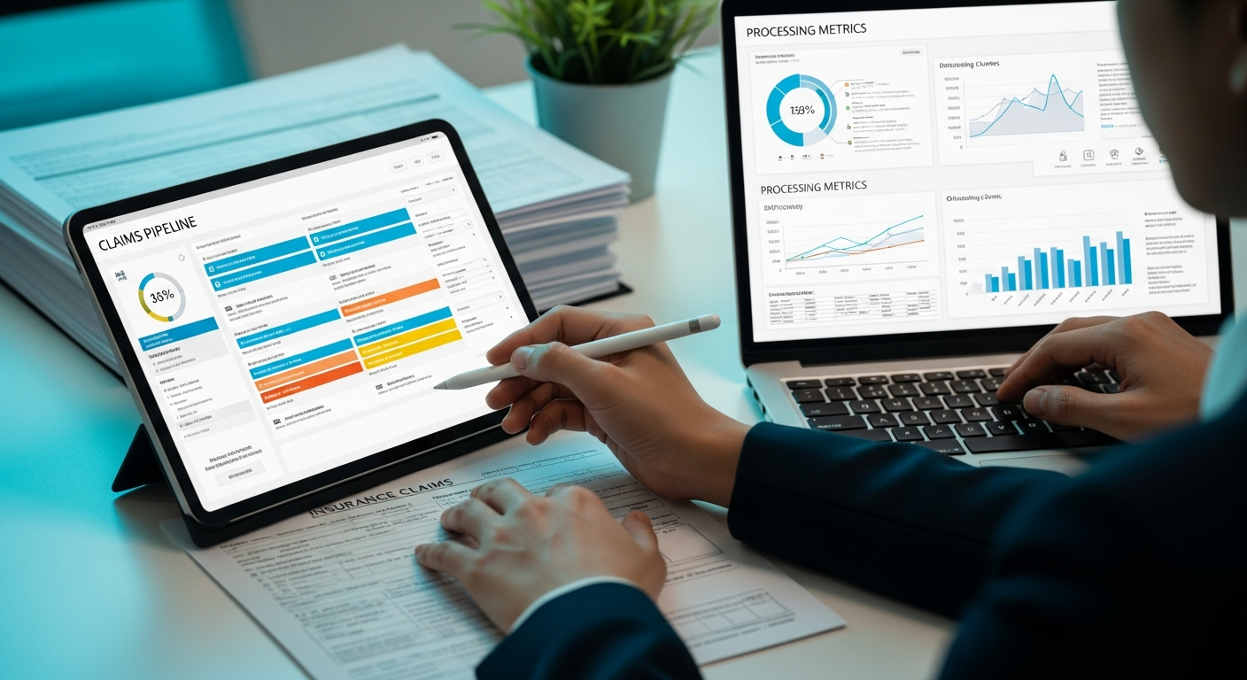 Insurance claims processing on digital devices with data visualization