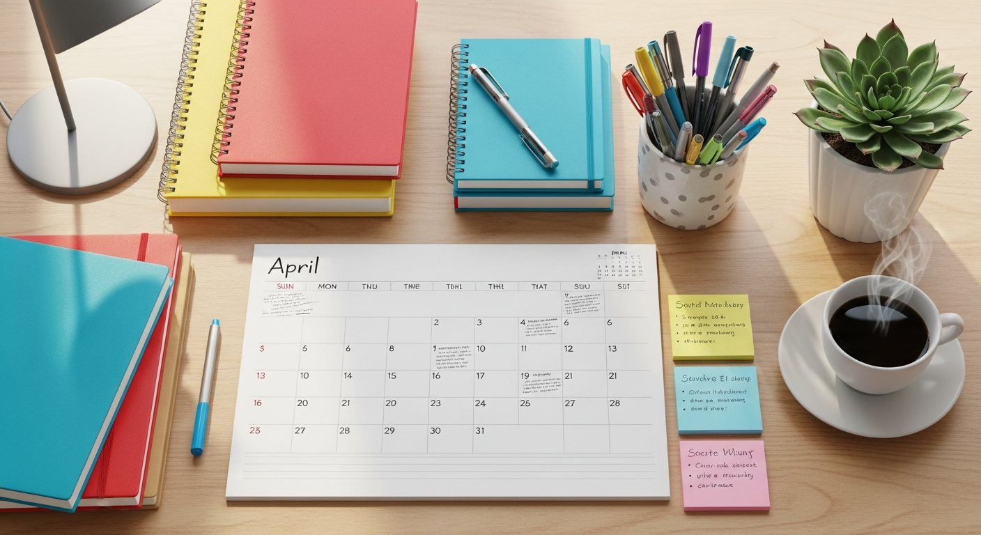 April content calendar workspace