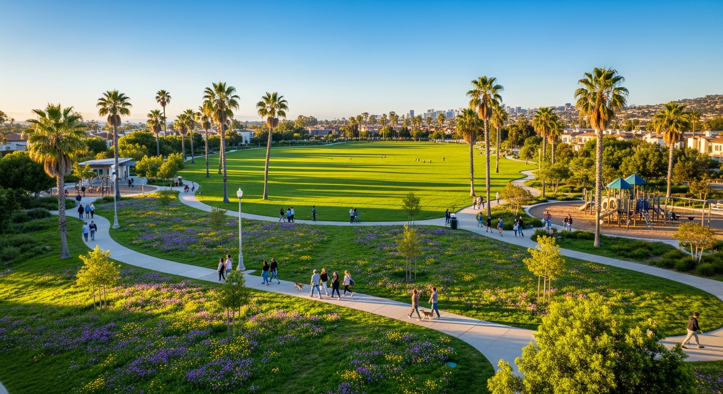 San Diego park spring aerial view