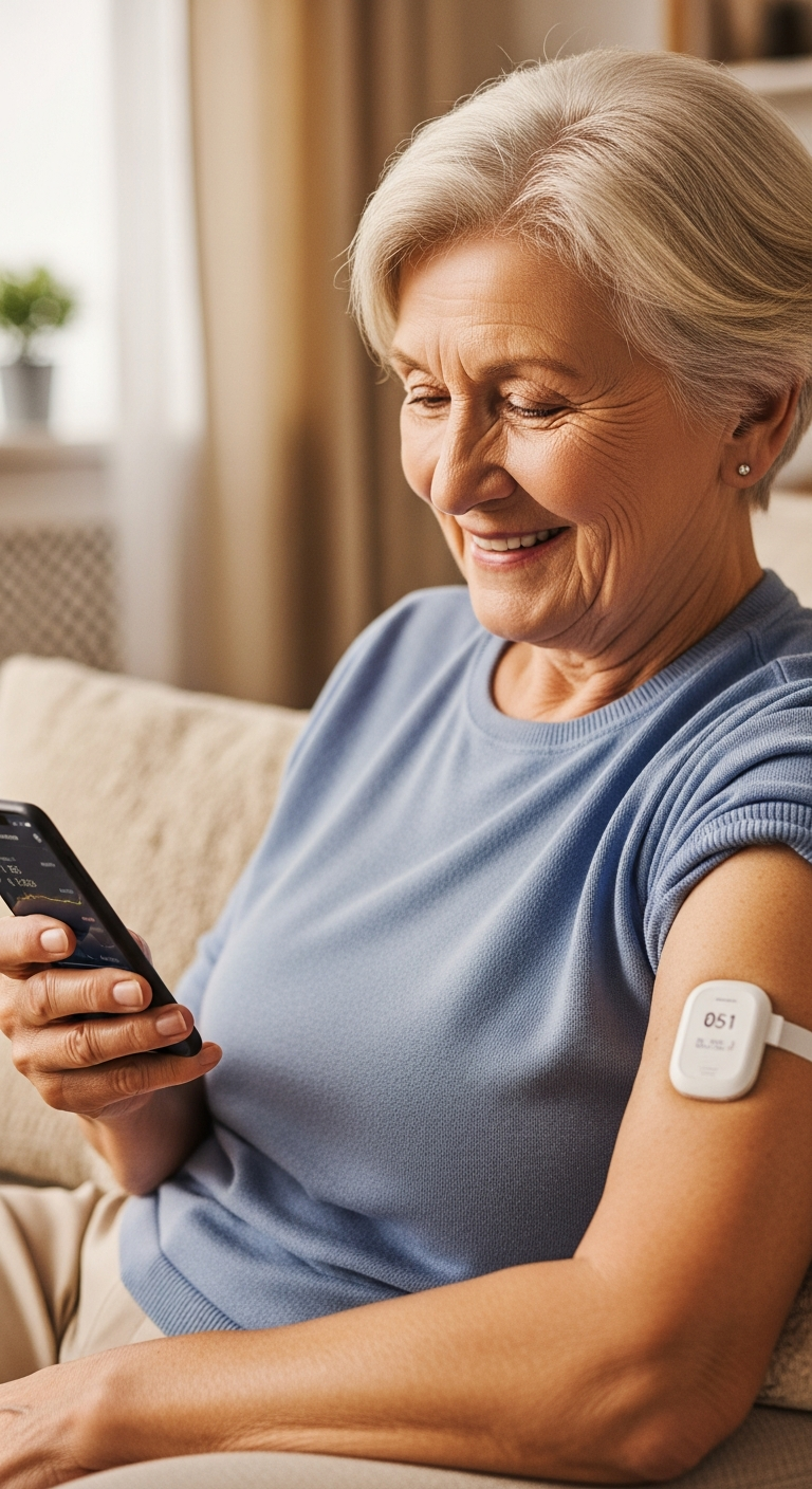 Senior patient with CGM smiling