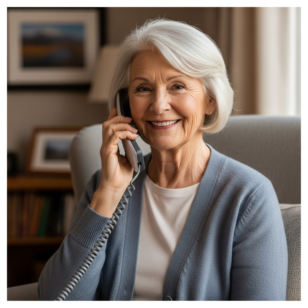 Senior woman on modern phone