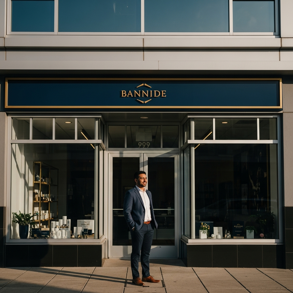 Business owner in front of storefront