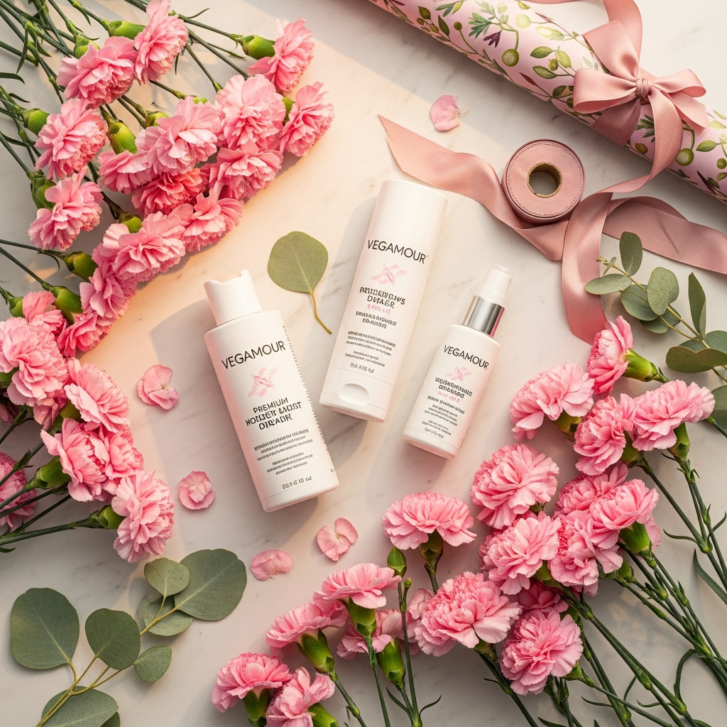 Vegamour gift set with flowers