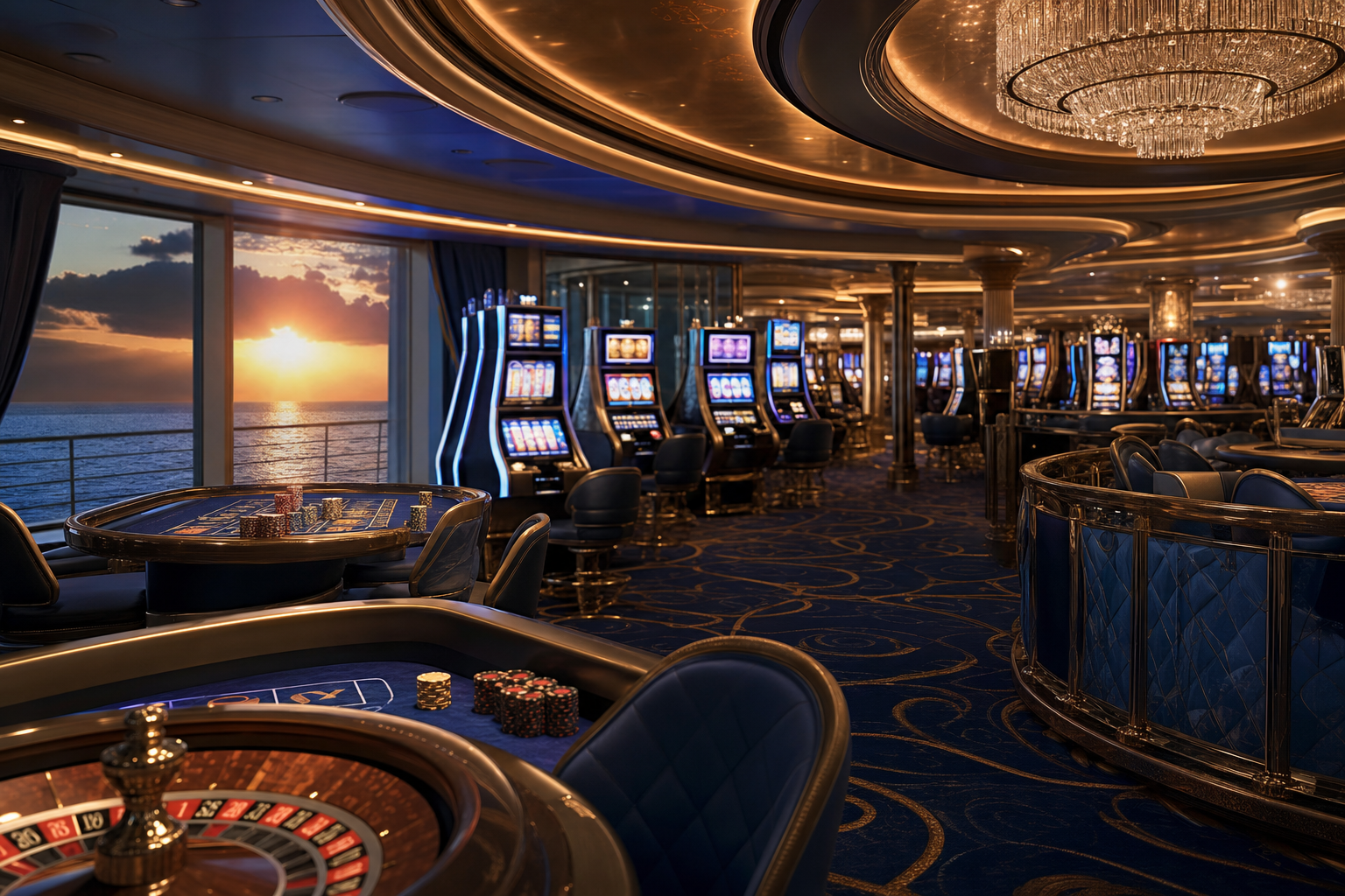 Premium cruise ship casino interior