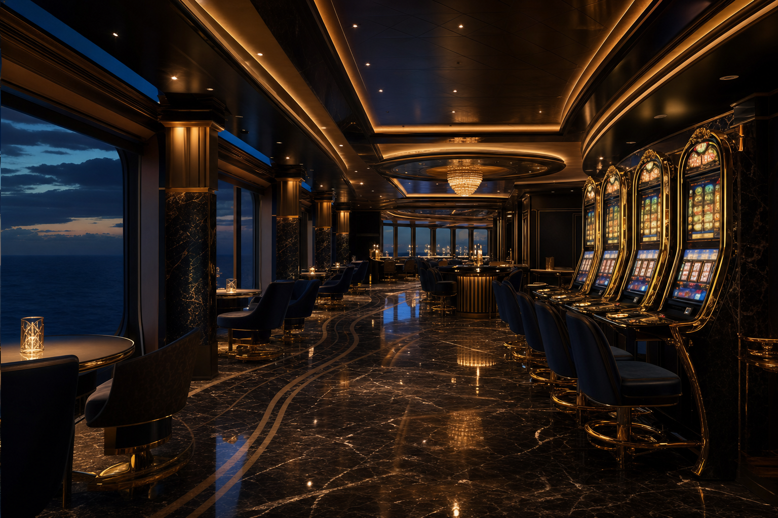 Luxury cruise ship casino interior