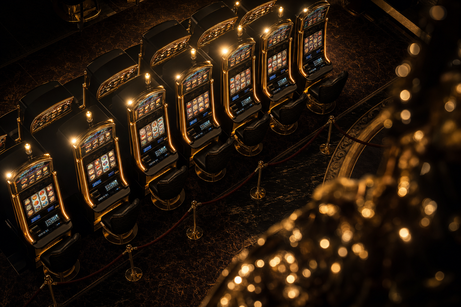 Casino group pull event with golden lighting