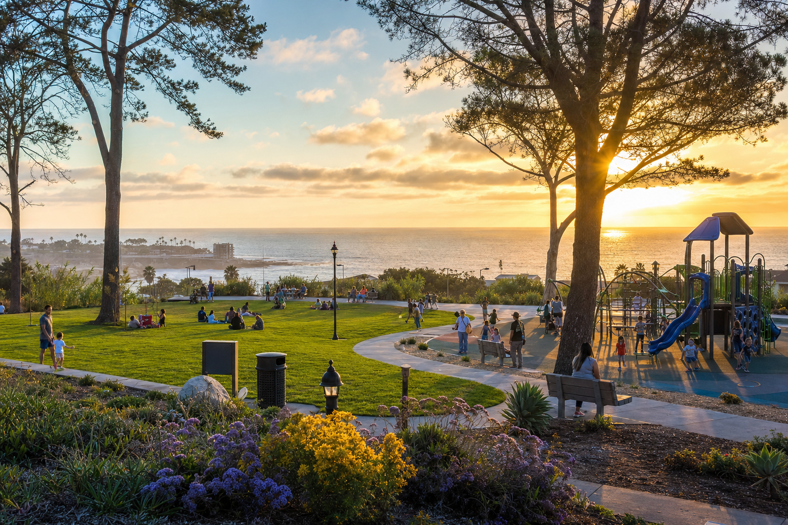 San Diego park at sunset