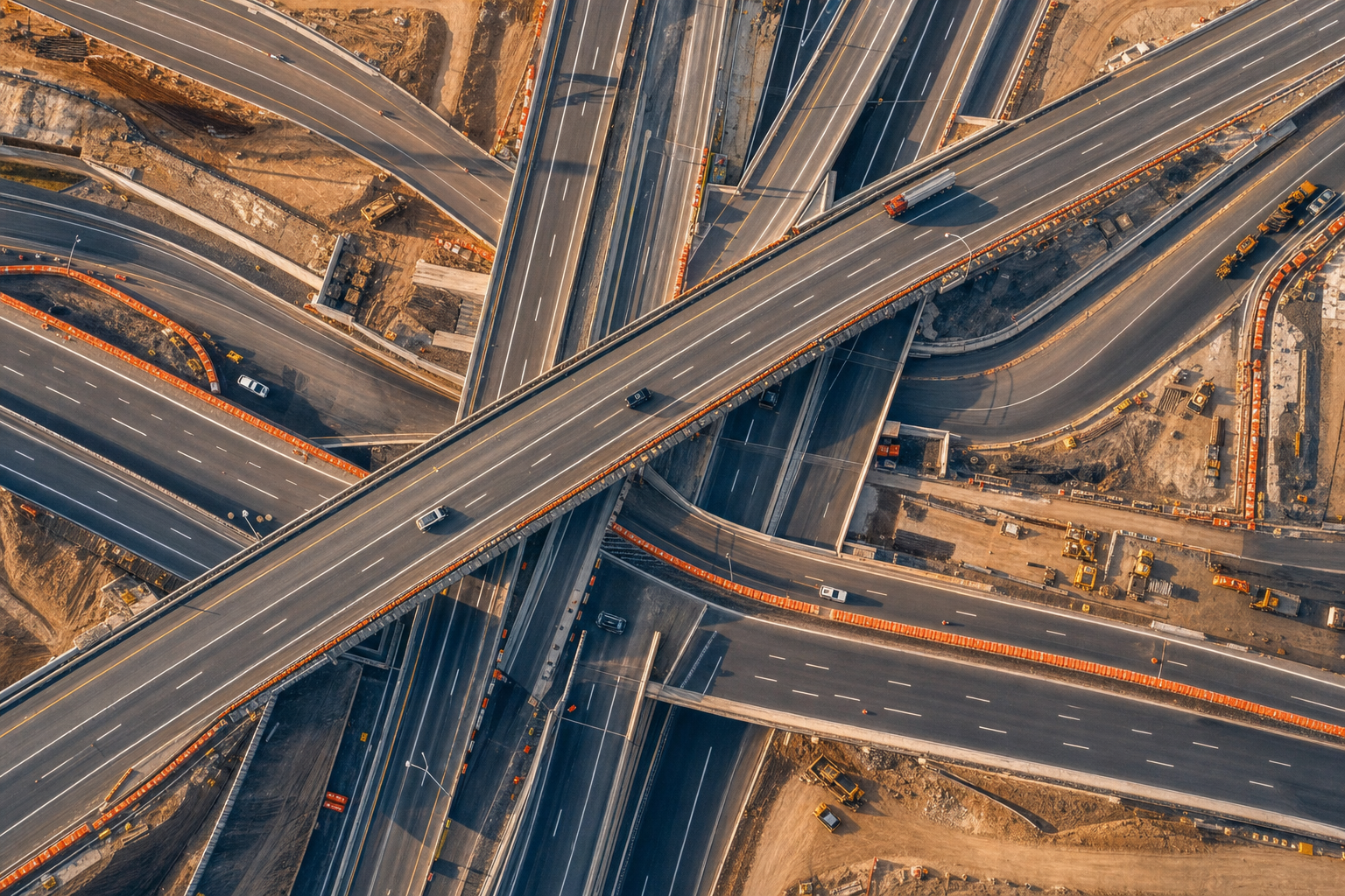 Aerial view of highway traffic management