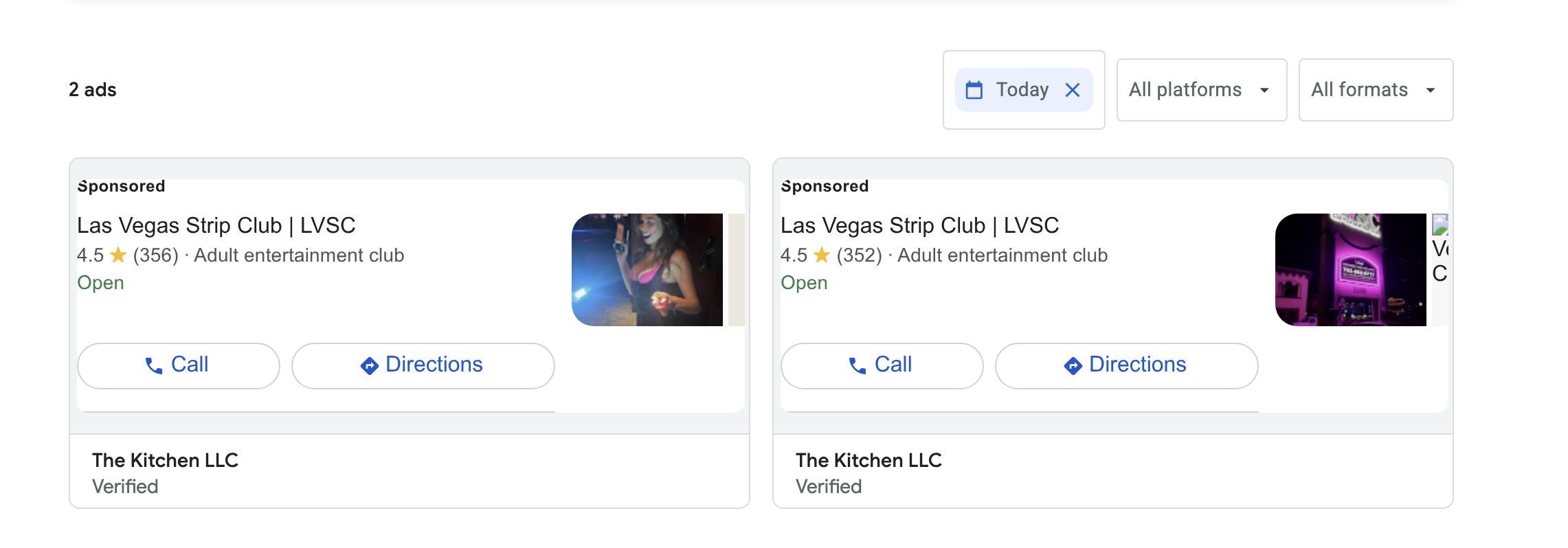 Current LVSC Google Ads showing 2 similar ads with limited differentiation