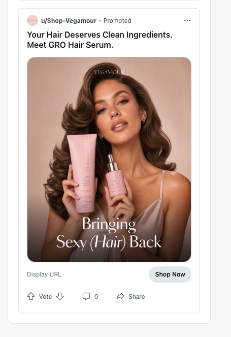 GRO Hair Serum ad with Bringing Sexy Hair Back