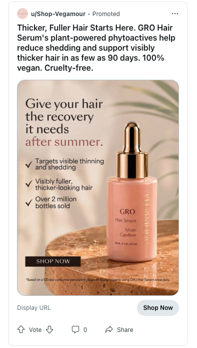 GRO Hair Serum Summer Recovery ad