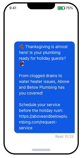Thanksgiving Plumbing SMS