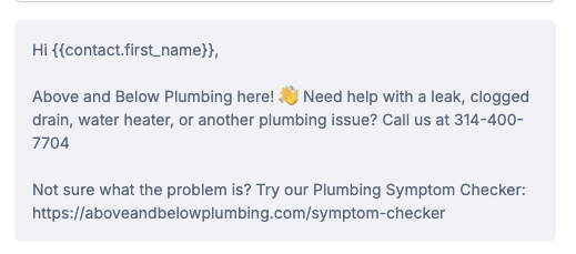 Plumbing Re-engagement SMS 1