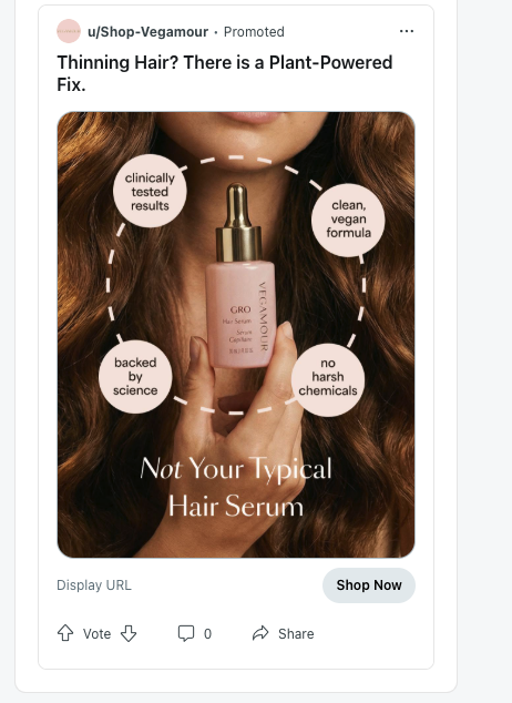 GRO Hair Serum Thinning Hair ad screenshot