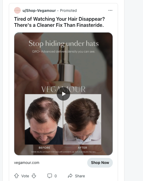 GRO Hair Serum for Men ad screenshot