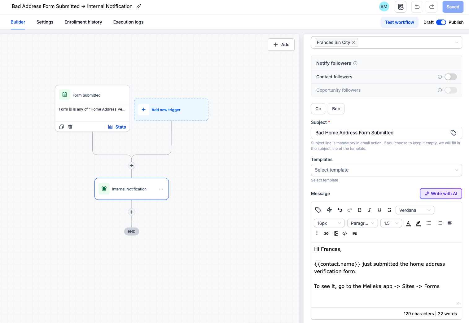 Bad Address Form Workflow