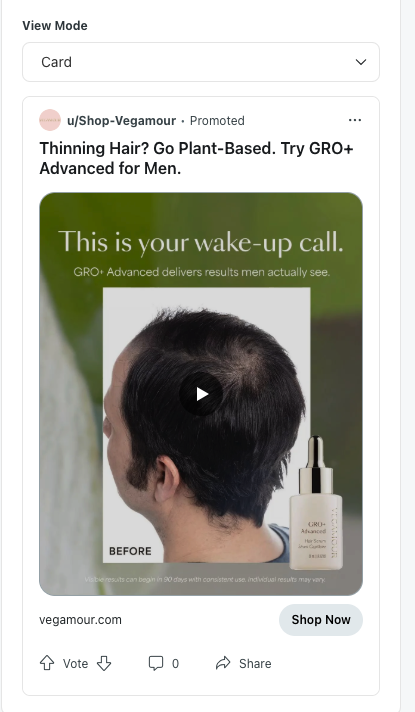 GRO Hair Serum 98% shedding ad