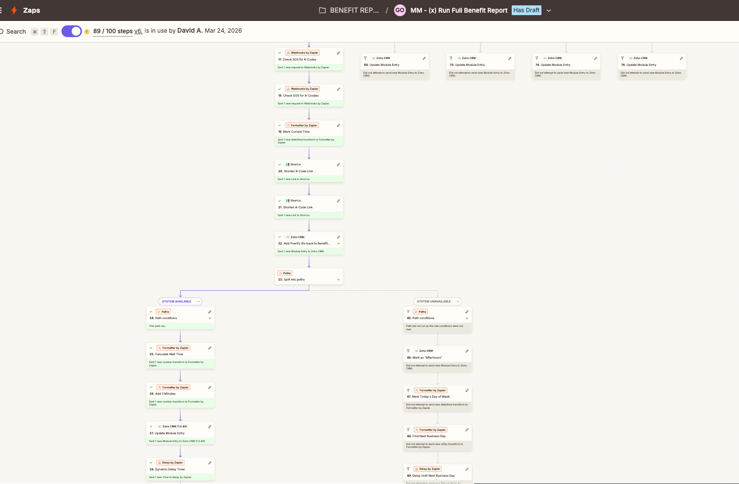 Benefit Report branching