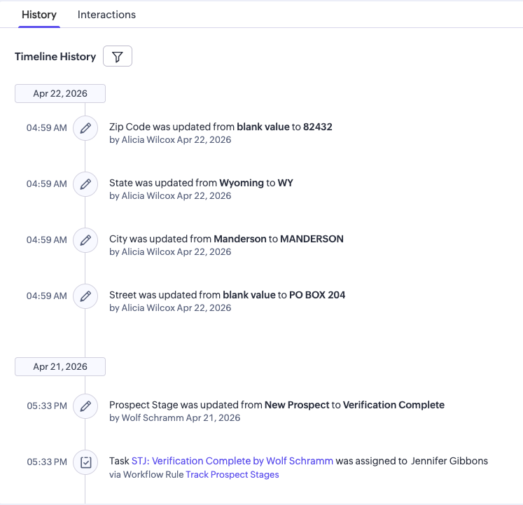 Timeline - Stage tracking