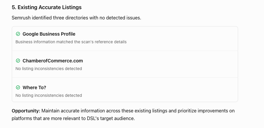 Semrush listing scan screenshot 5