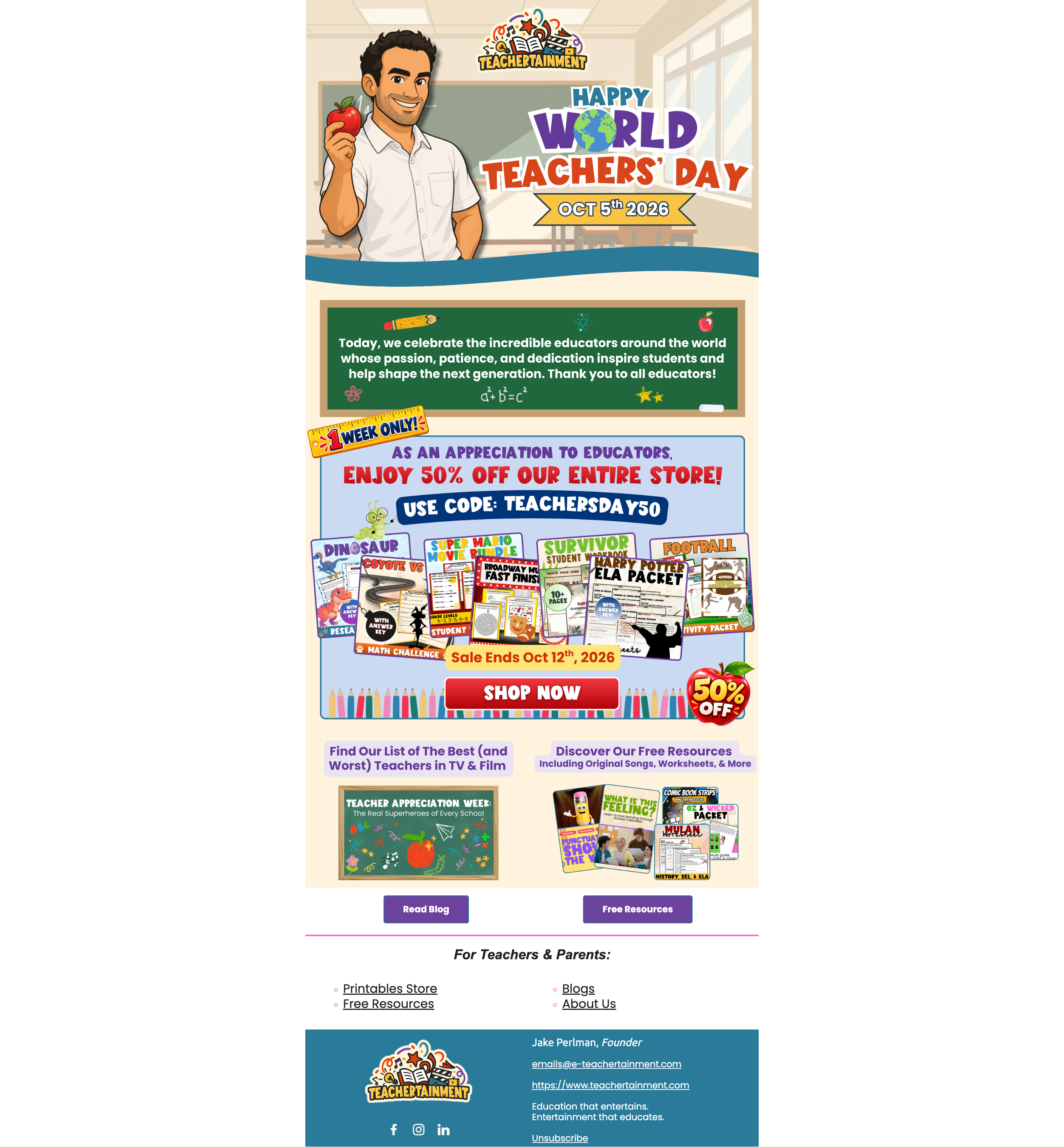 World's Teachers' Day Email Campaign