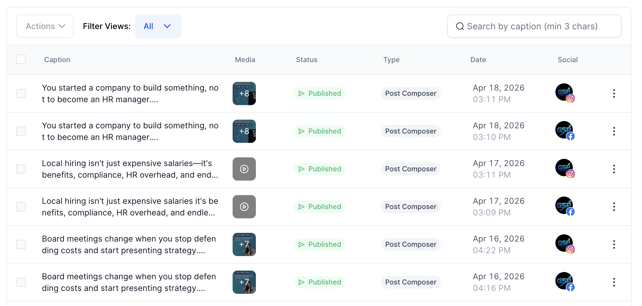 GSP Social Media Posts