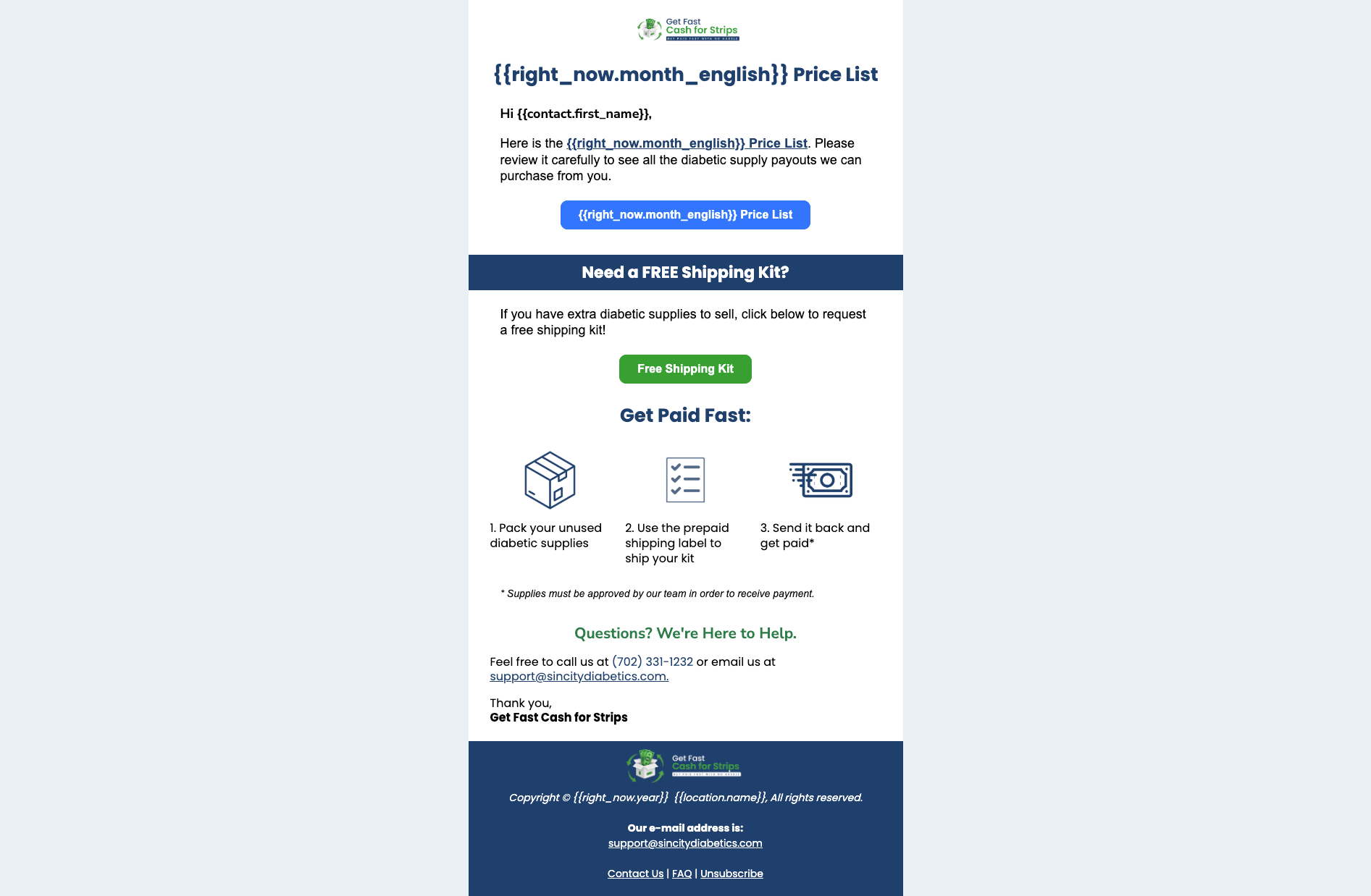 GFCFS Price List Email