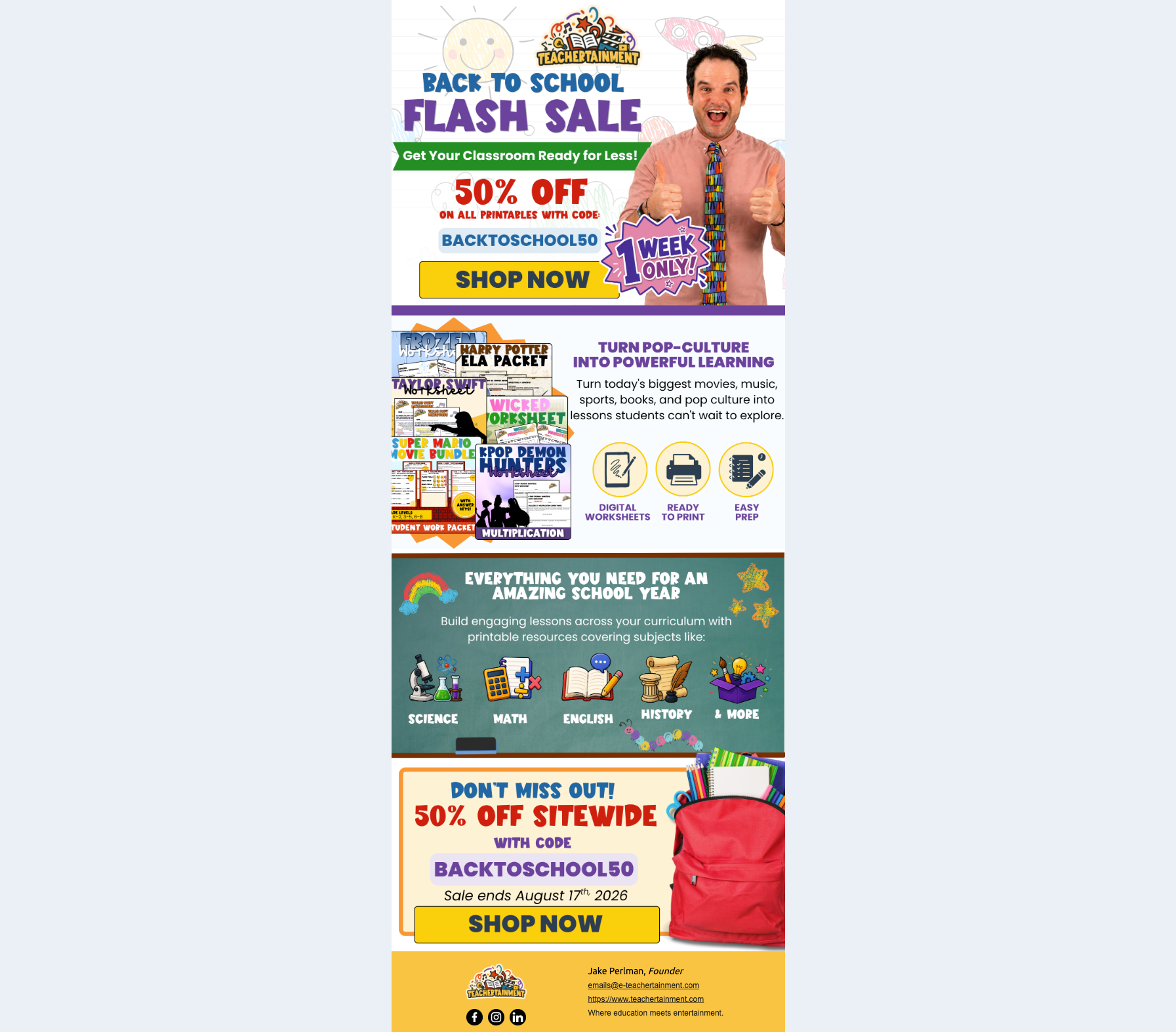 BTS Teachers Flash Sale Email