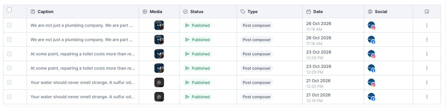 AB Plumbing Social Media Planner