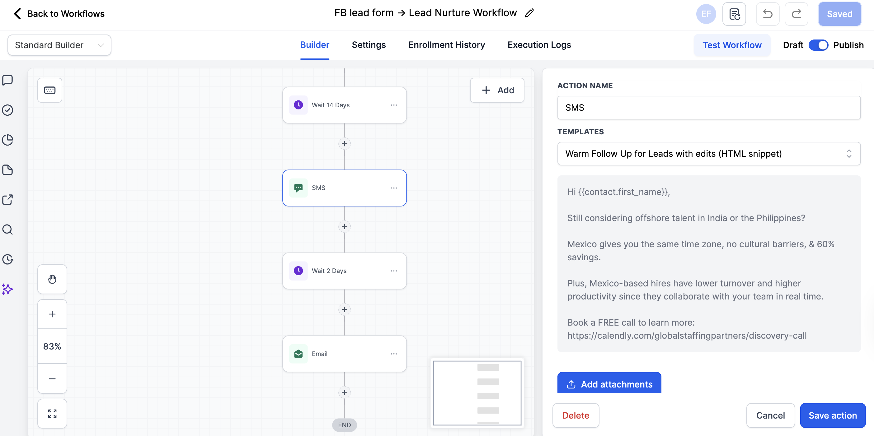 FB Lead Nurture Workflow