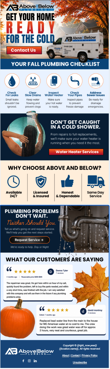 Plumbing Fall Newsletter Email