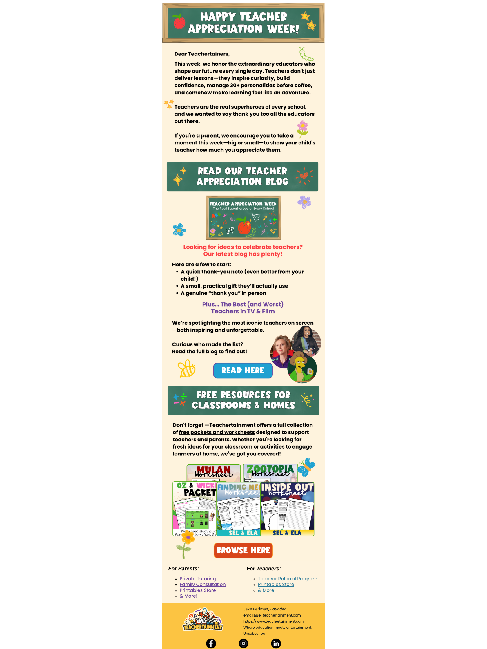Teacher Appreciation Week Email Design
