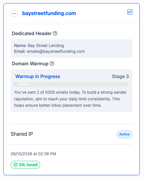 Email Domain Warm-Up Dashboard
