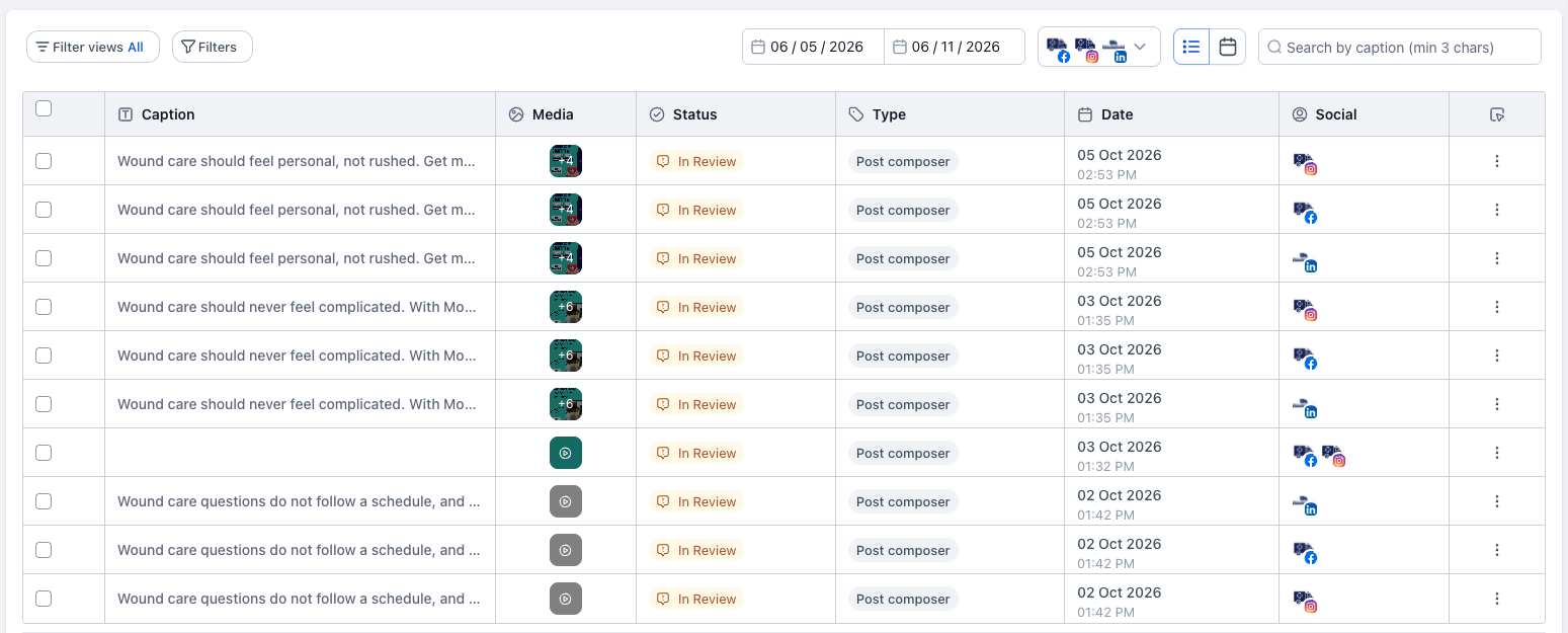 Social Media Pending Posts