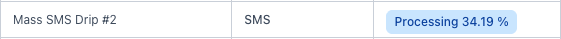 Bulk SMS Status — Mass SMS Drip #2 Processing 34.19%