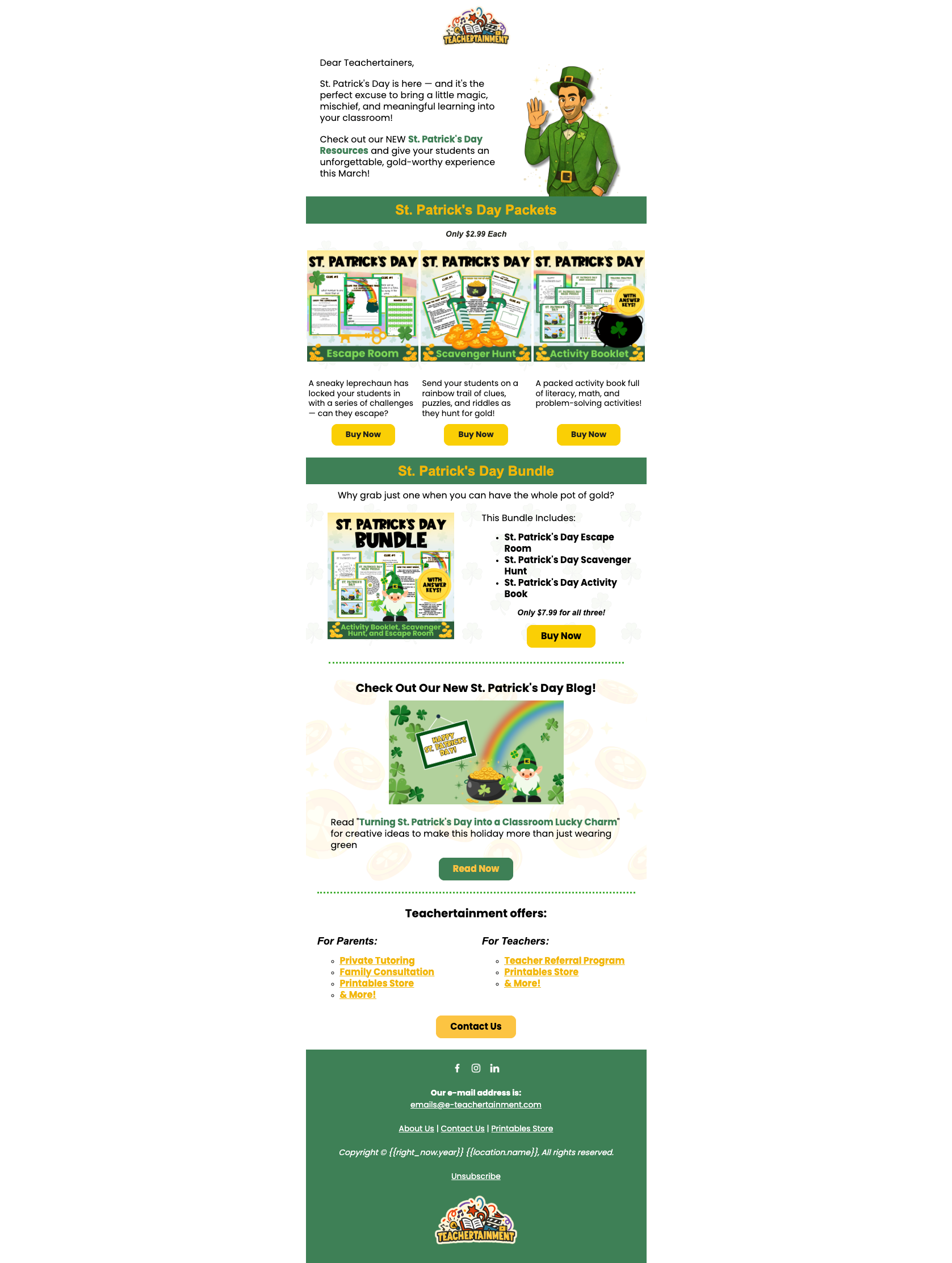 St Patricks Day Email Preview