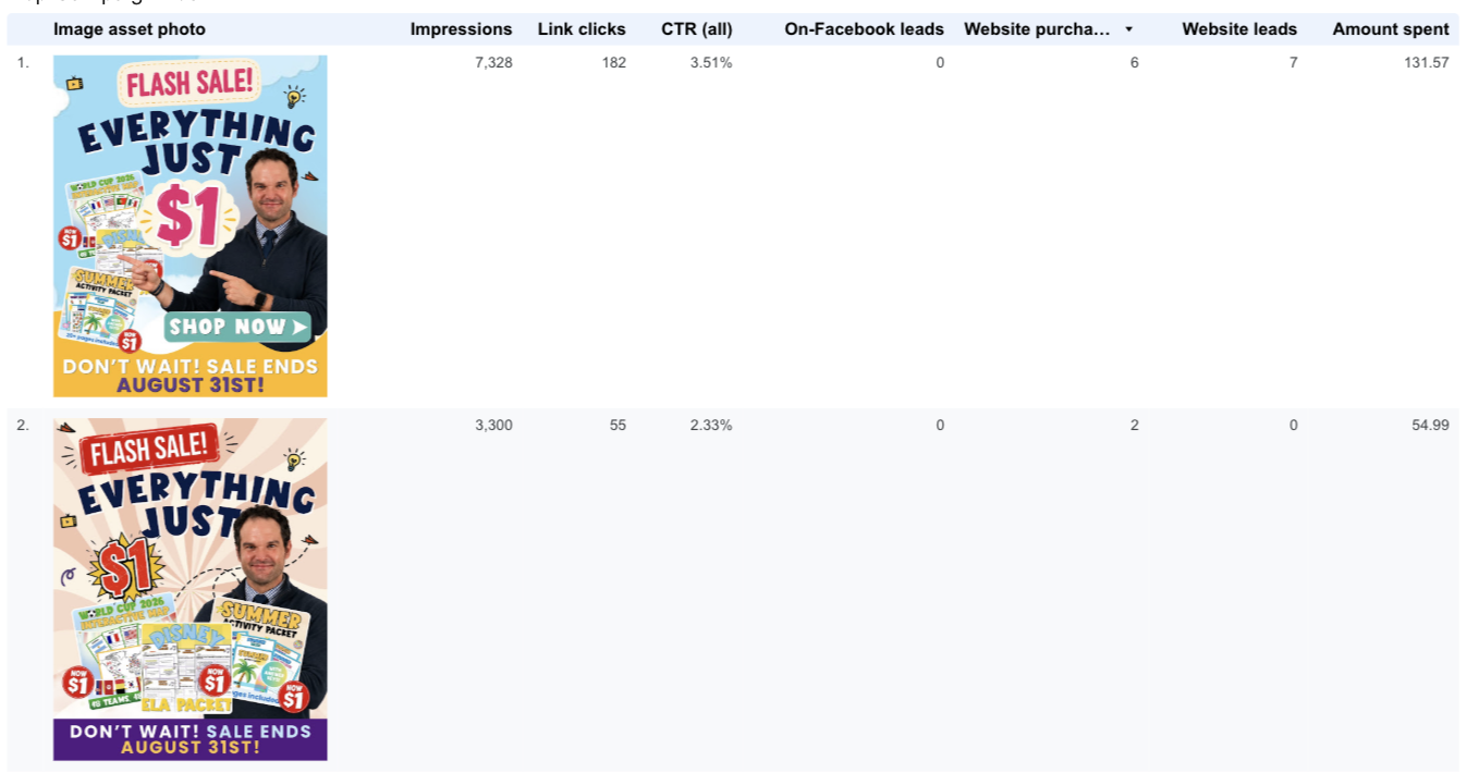 Meta Ads Top 2 Creatives