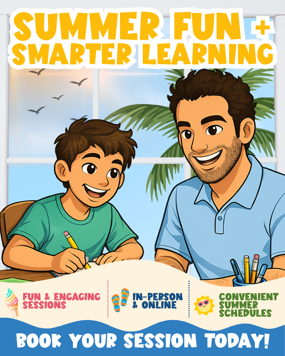 Summer Themed Meta Ad Design 2 — Summer Fun + Smarter Learning