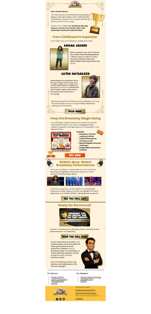 Tony Awards Email Creative