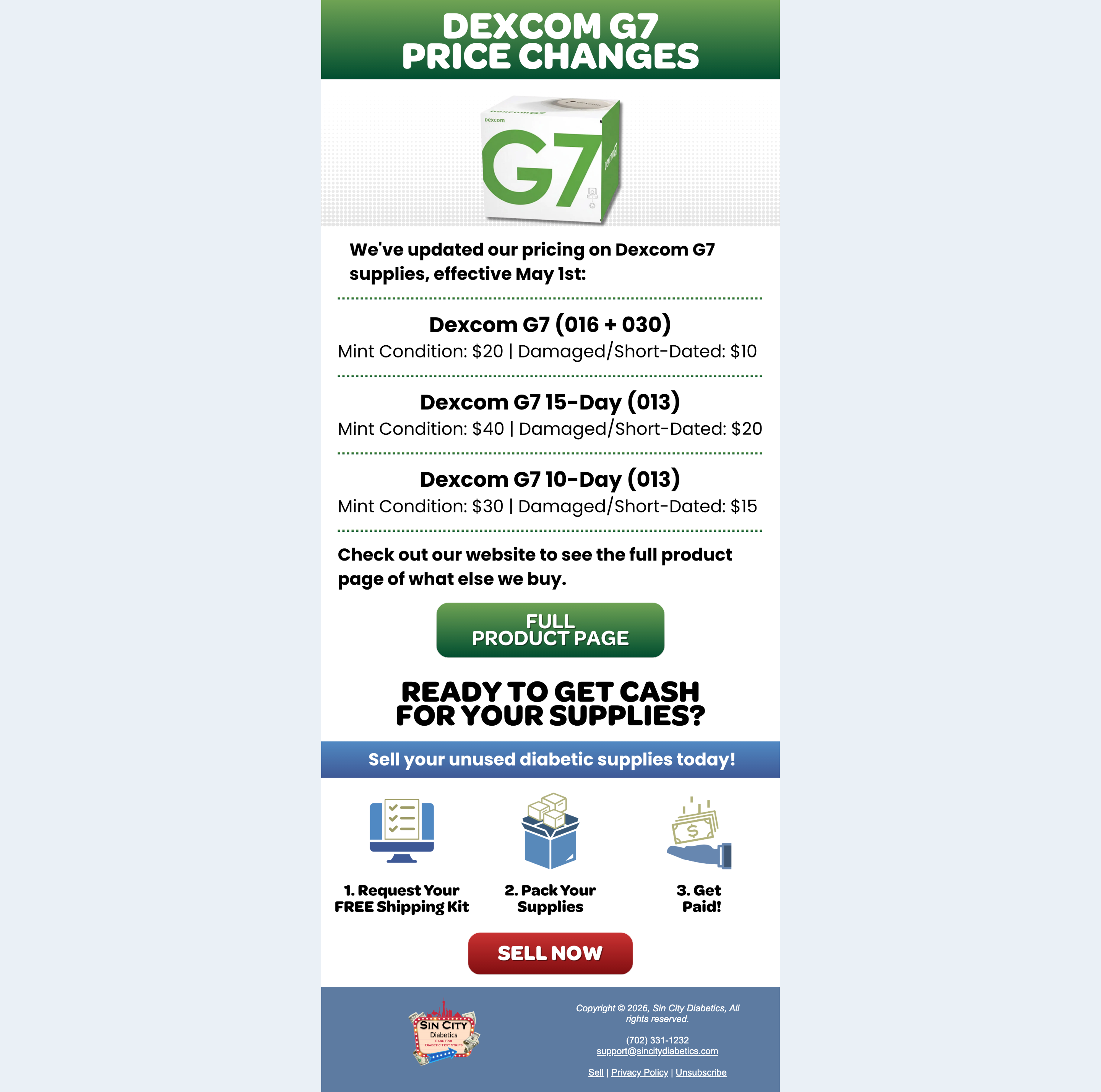 Dexcom price changes email design