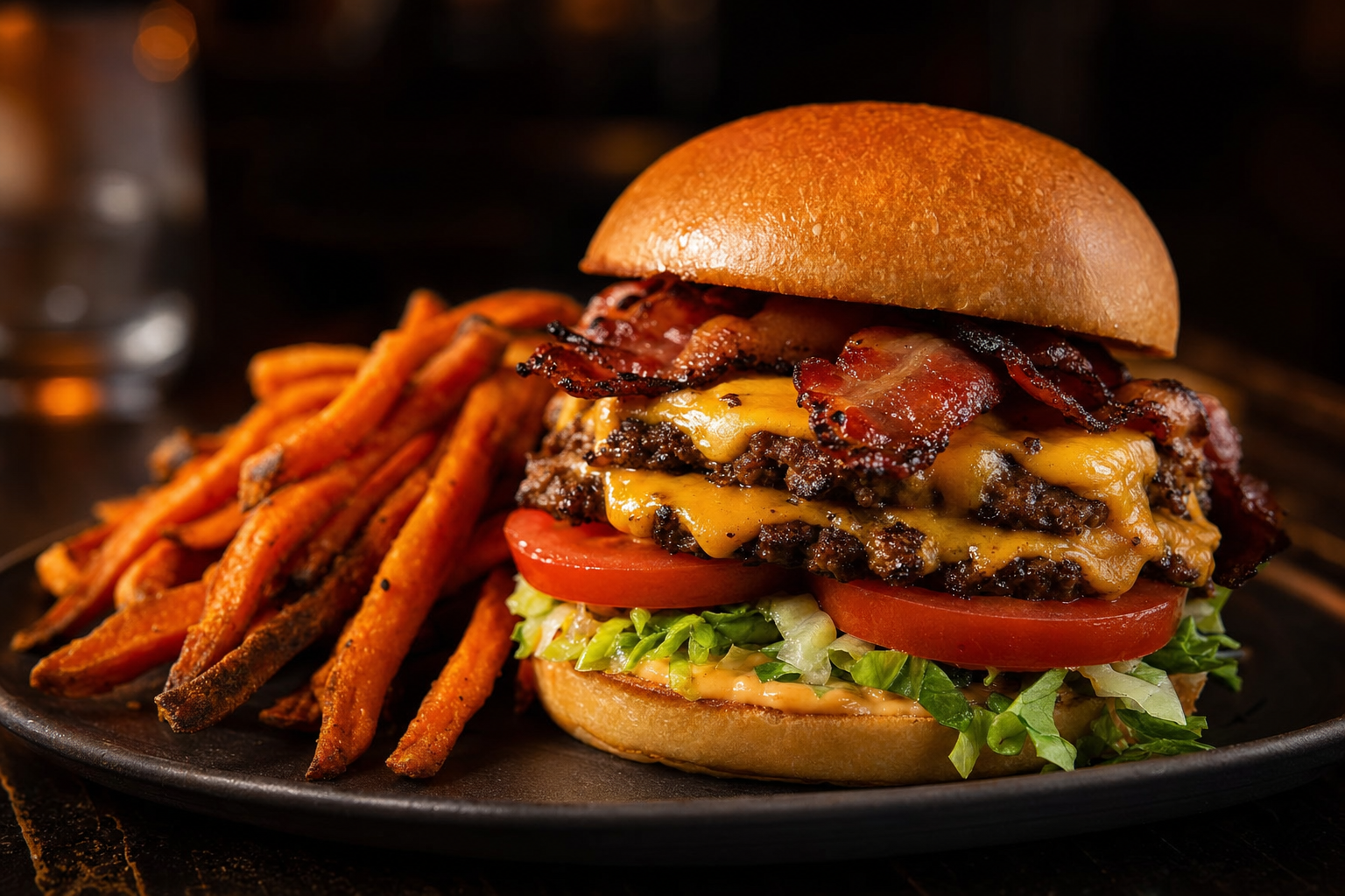 Smash burger with fries